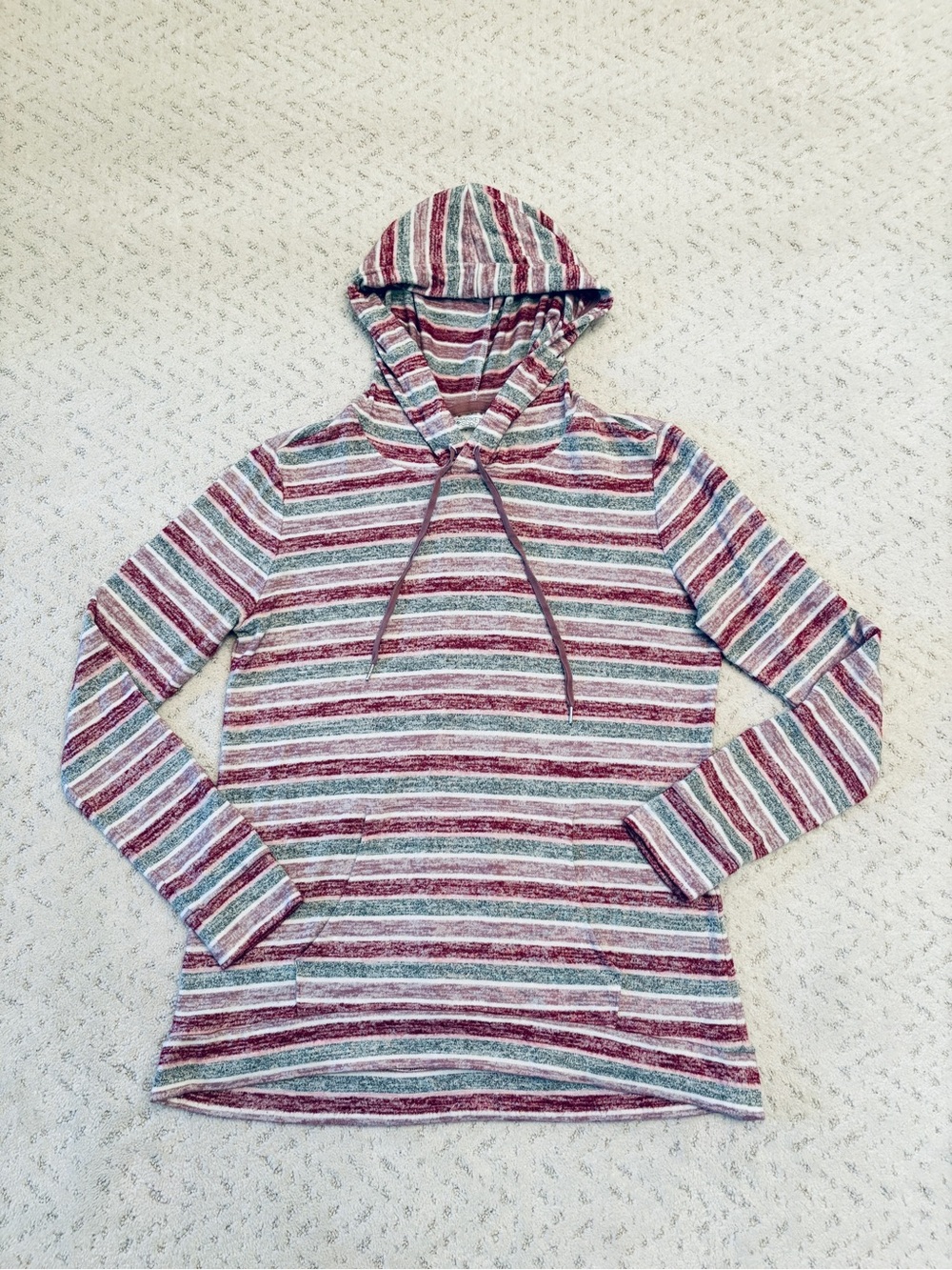 Market Spruce Stitch Fix Kallon Knit Stripe Hooded Pullover Top Size M Pink Grey